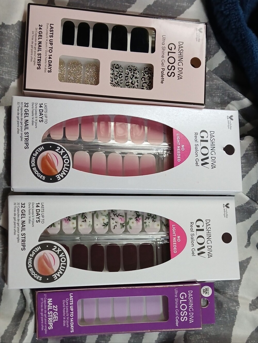 Dashing Diva Gel Nail Strip Bundle - Black, Glitter, Pink, Burgundy, Floral